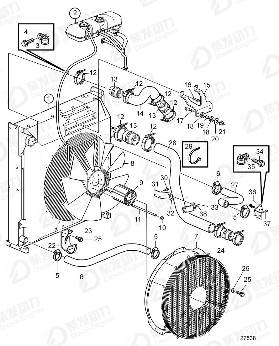 VOLVO Charge air hose 3838792 Drawing